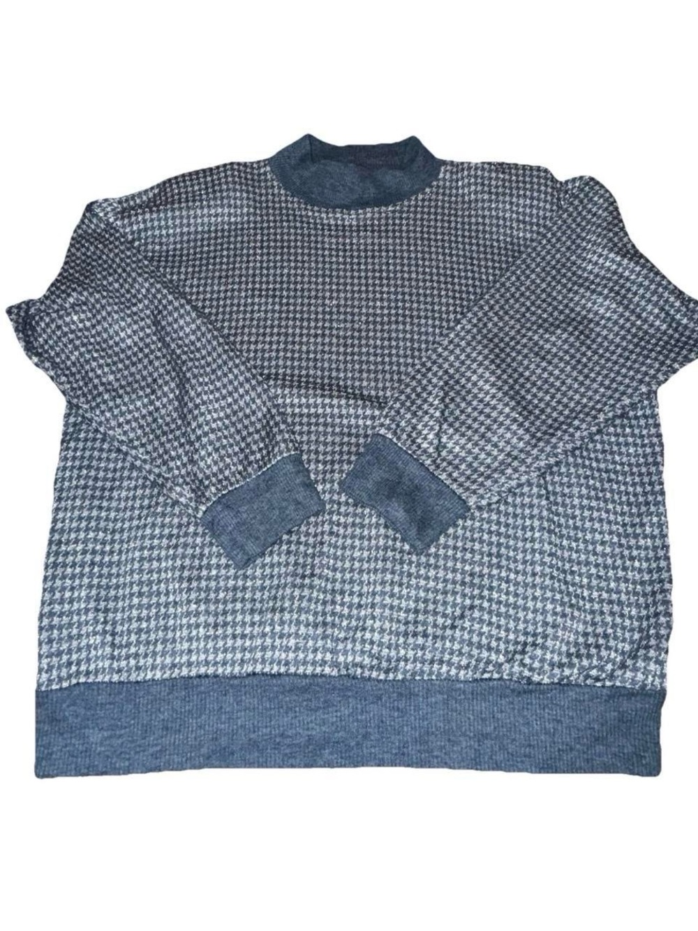 Vintage 80s 90s Silver & blue metallic houndstooth sweater size Medium